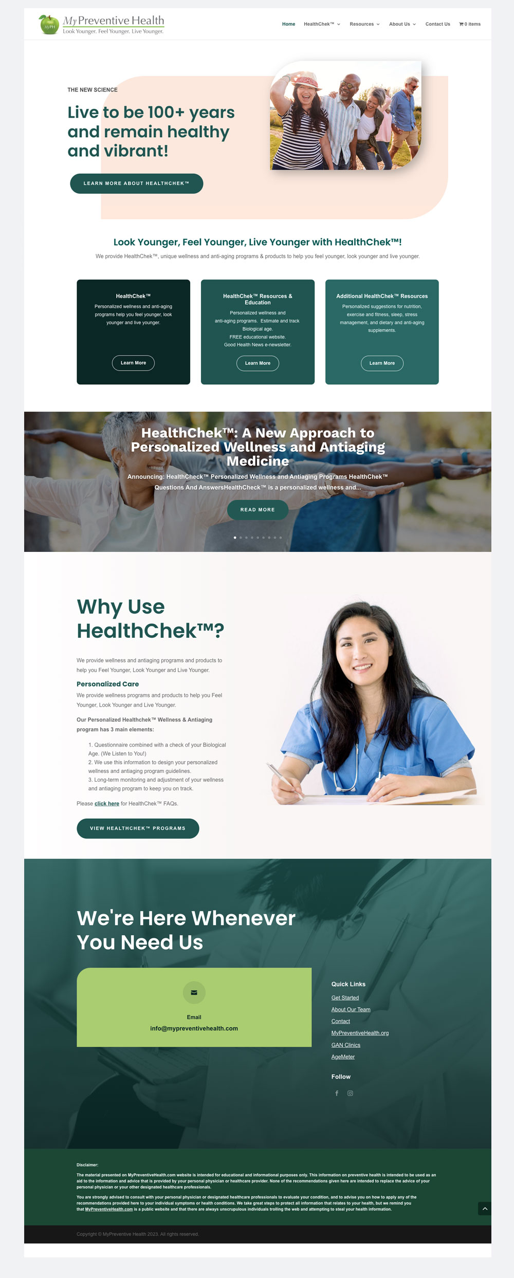 Final MyPreventiveHealth homepage design
